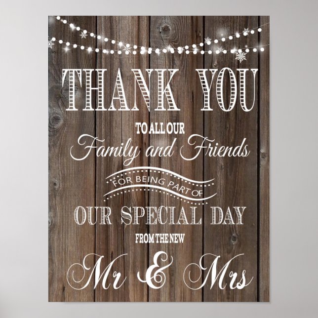 Poster IMPRIMER DU MARIAGE RUSTIQUE Merci (Devant)
