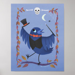 Poster Imprimer Halloween Raven Crow Moon