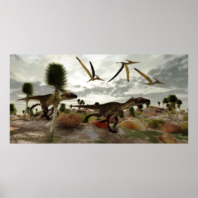 Poster Imprimer la chasse au raptor (Devant)