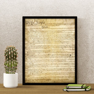 Poster Imprimer la Constitution vintage des États-Unis