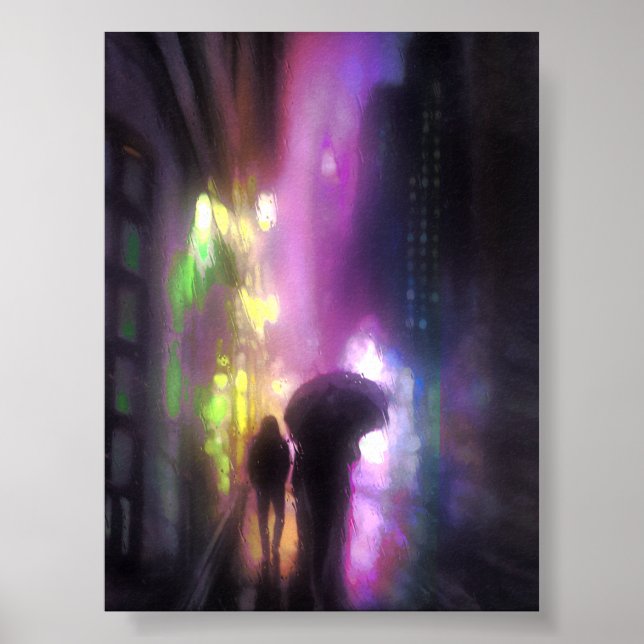 POSTER IMPRIMER LA PLUIE DE LA VILLE DE NUIT (Devant)