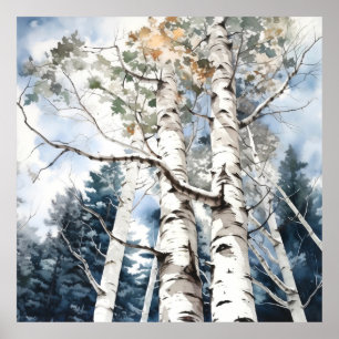 Poster Imprimer l'aquarelle de la forêt