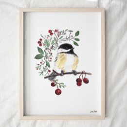 Poster Imprimer l'aquarelle en chickadee
