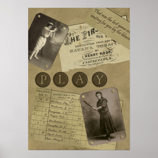 Poster Imprimer le album de baseball féminin vintage (Devant)