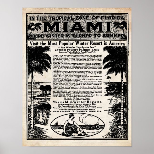 Poster Imprimer les annonces de voyage vintage Miami (Devant)