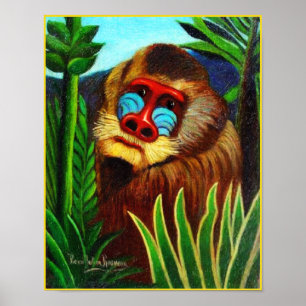 Poster Imprimer : Mandrill dans la jungle par Henri Rouss