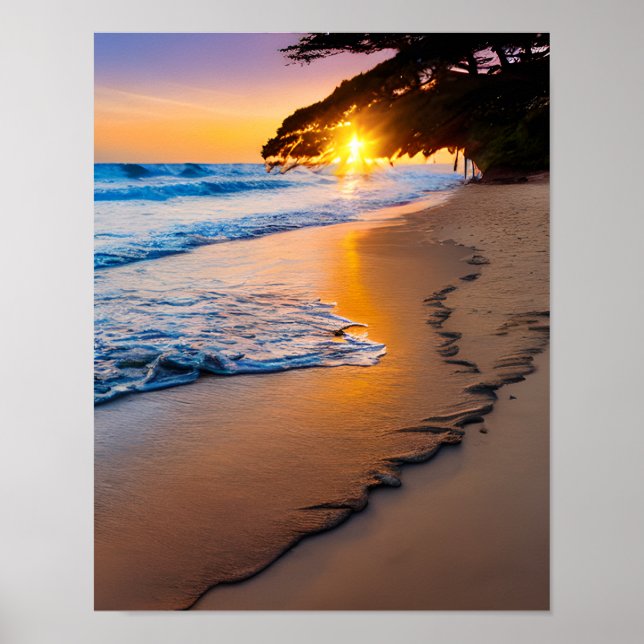 Poster Imprimer Mur Art Tropical Beach Sunset (Devant)