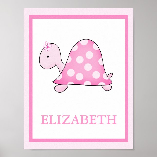 POSTER IMPRIMER NOM PERSONNALISÉ DE TORTUE ROSE (Devant)