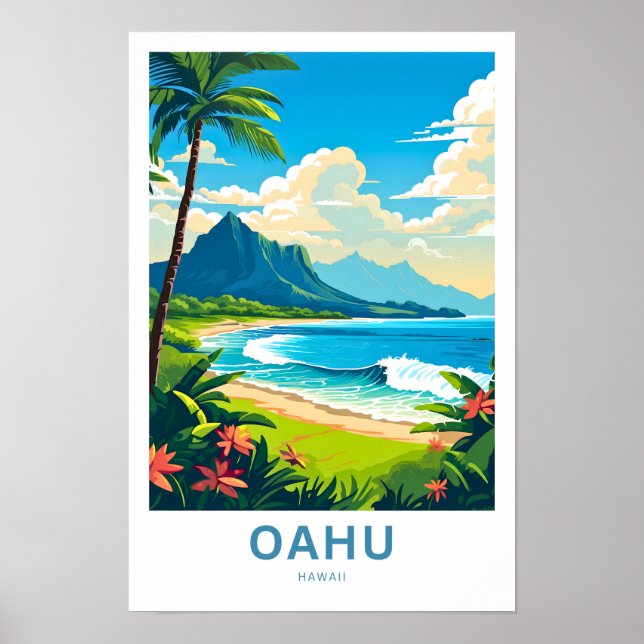 Poster Imprimer Oahu Hawaii Travel (Devant)