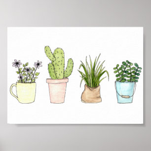 Poster Imprimer "Plantes pointillés"