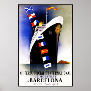 Poster Imprimer Retro Vintage Image Voyage Barcelone Navi