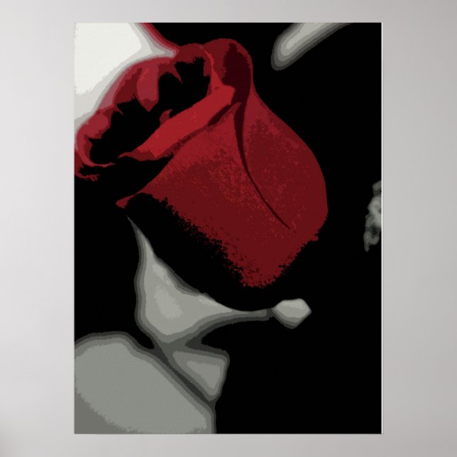 Poster Imprimer - Rose rouge simple (Devant)
