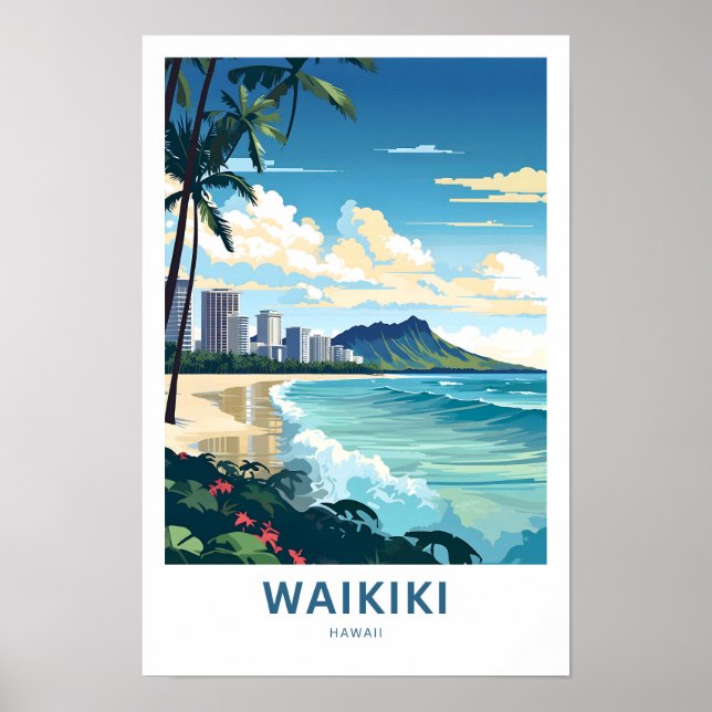 Poster Imprimer voyage Waikiki Hawaii (Devant)