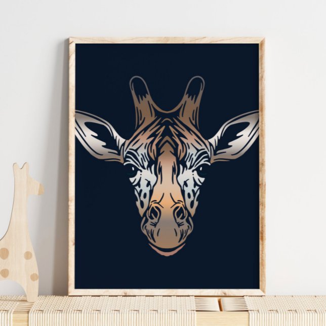 Poster Imprimerie africaine Giraffe | Elégante Giraffe An (Créateur téléchargé)