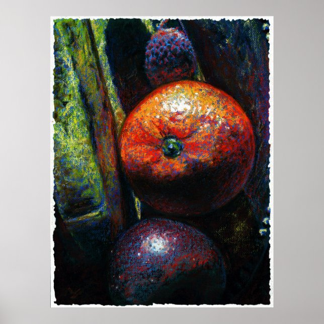 Poster Imprimerie d'art de quatre fruits (Devant)