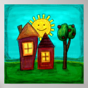 Poster Imprimerie d'art, Happy Houses