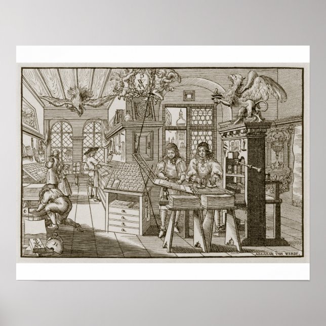 Poster Imprimerie médiévale allemande (gravure) (Devant)