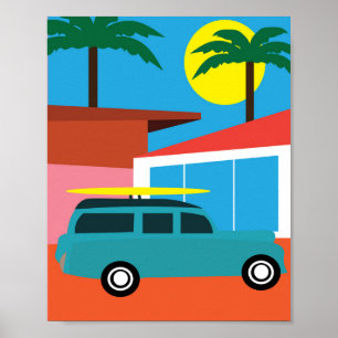 Poster Imprimerie moderne rétro du milieu du siècle en Ca