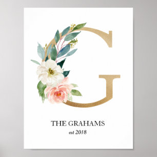 Poster Imprimerie Monogramme, Lettre G, Mariage, Pépinièr