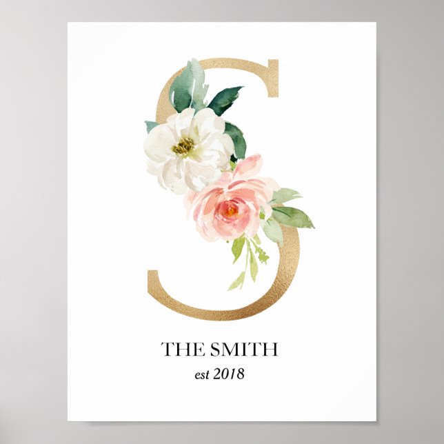 Poster Imprimerie Monogramme, Lettre S, Mariage, Pépinièr (Devant)