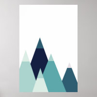 Imprimerie Montagnes bleues Abstraites Art géométr