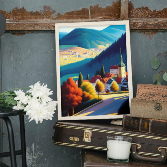 Poster Imprimerie Whimsical Austria Countryside Art (Créateur téléchargé)