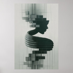 Poster Imprimez un portrait abstrait moderne mêlant le fé