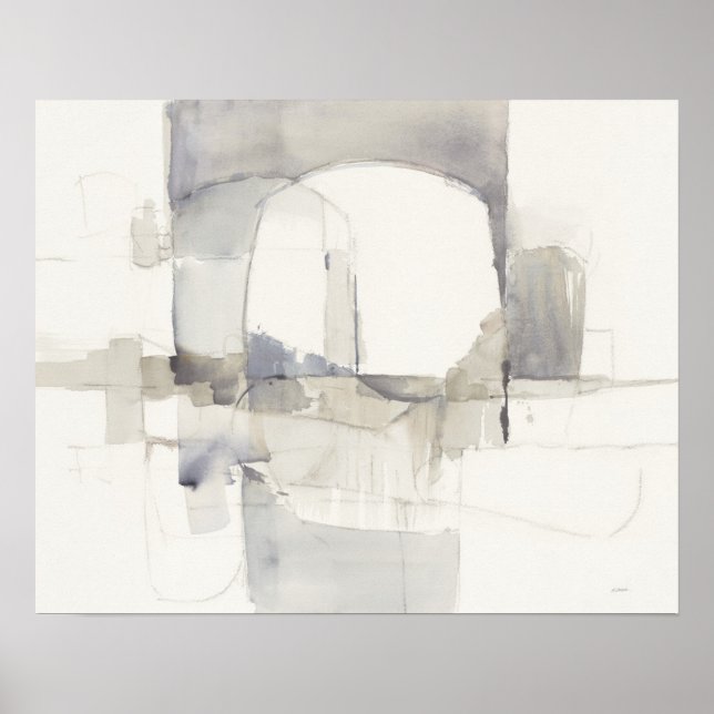 Poster Improvisation I Grey Abstrait Print (Devant)