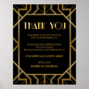 Poster In Lieu of Favor Wedding Sign Gatsby Art Deco