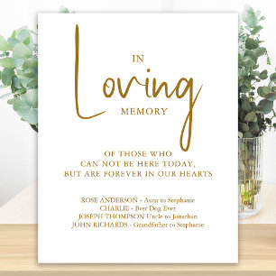 Poster In Loving Memory Elegant Gold Wedding Memorial