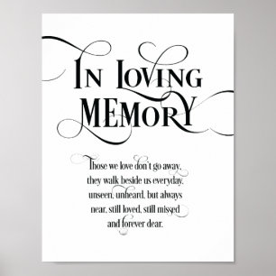 Poster In loving memory Wedding Memorial Table Sign