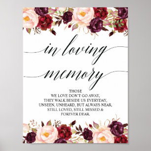 Poster In loving memory Wedding Memorial Table Sign