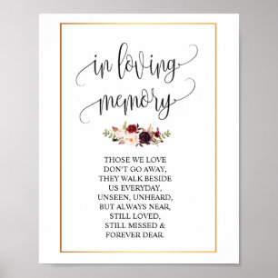 Poster In loving memory Wedding Memorial Table Sign v4