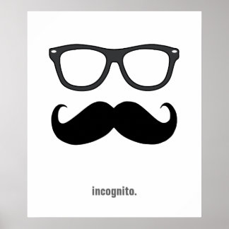 Poster incognito - drôle de moustache et lunettes de sole