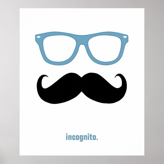 Poster incognito - drôle de moustache et lunettes de sole (Devant)