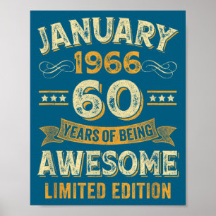 Poster Incroyable Vintage Janvier 1966 60e Anniversaire