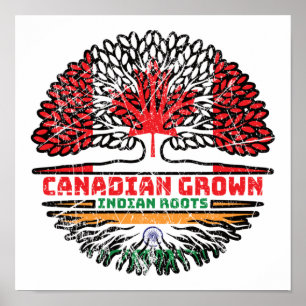 Poster Inde Canada Canada Drapeau des racines de l'arbre