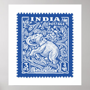 Poster Inde : le design des timbres, Elephant