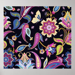 Poster Inde Paisley Ornement floral sans joint