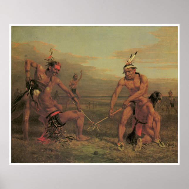 Poster Indian Ball Game, 1843, American West Painting (Devant)