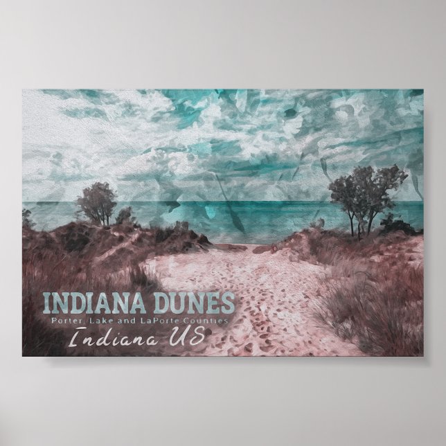 POSTER INDIANA DUNES COULEUR D'EAU - INDIANA ÉTATS-UNIS (Devant)