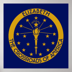 Poster Indiana L'État Hoosier Drapeau Personnalisé