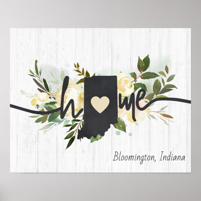 Poster Indiana State Personnalisé Your Home City Rustic (Devant)