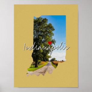 Poster Indiana State Photo insert and town name