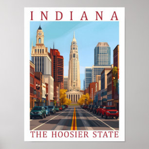 Poster Indiana the Hoosier State USA Travel Place