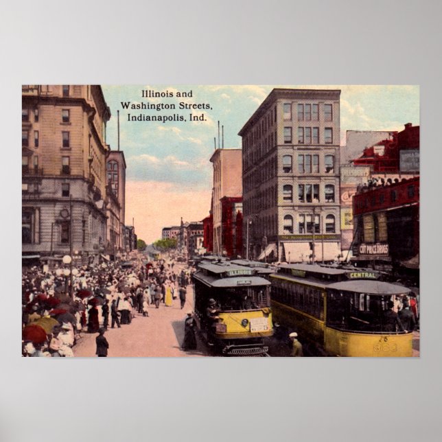 Poster Indianapolis, Indiana Downtown View (Devant)