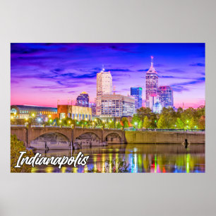 Poster Indianapolis, Indiana, En Début De Soirée