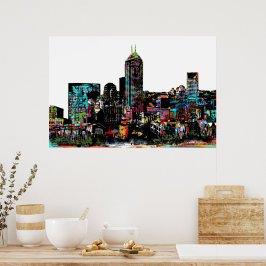 Poster Indianapolis, Indiana en graffiti