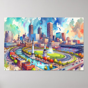 Poster Indianapolis Indiana USA Travel Places aquarelle