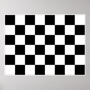 Poster Indicateur de course automatique À damiers noir et